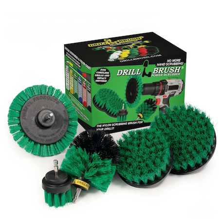 Drill Brush Power Scrubber By Useful Products 5 in W 7 in L Brush, Green G-S-E542O-QC-DB